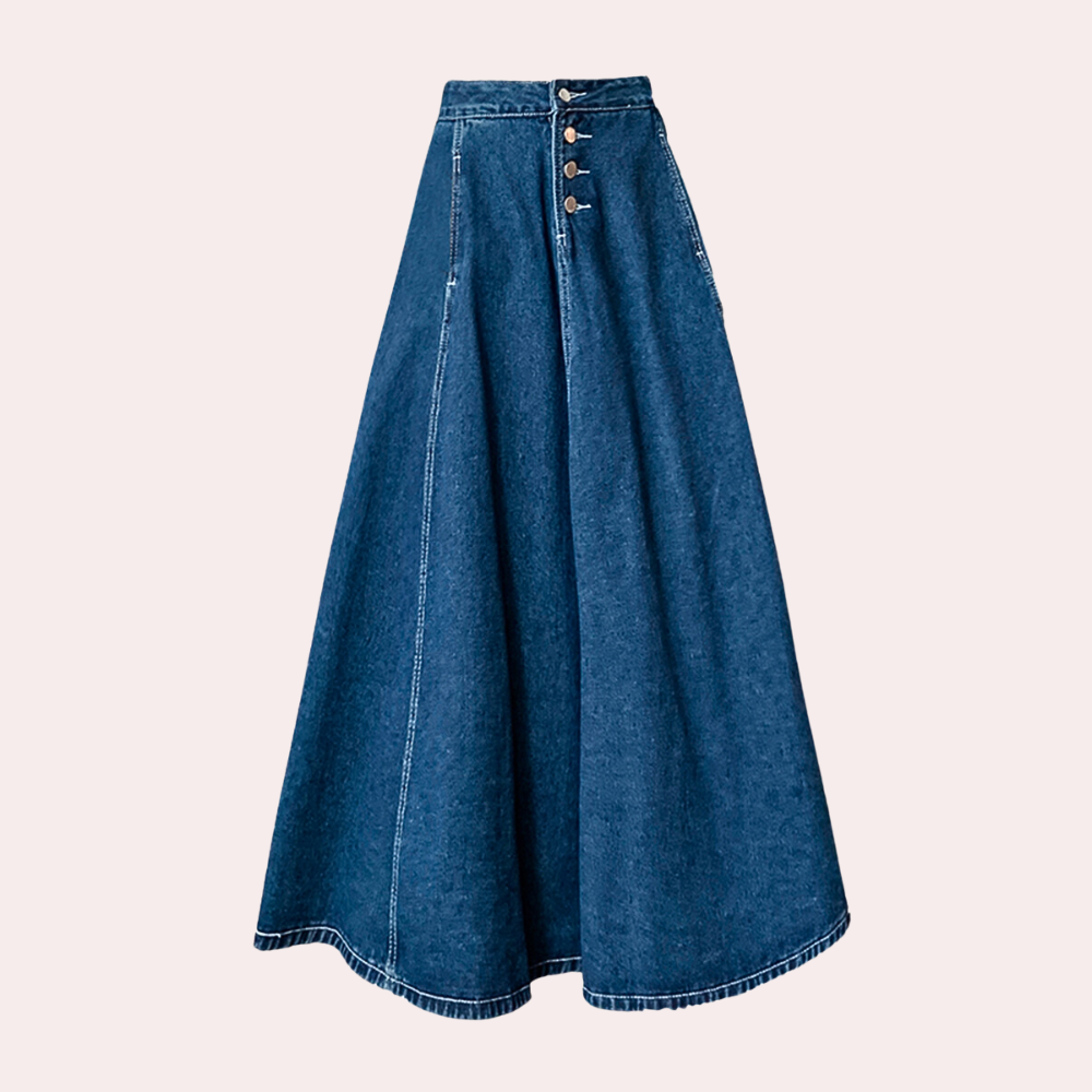 Elegante lange denimrok voor dames - Chloe, tijdloze stijl en comfort