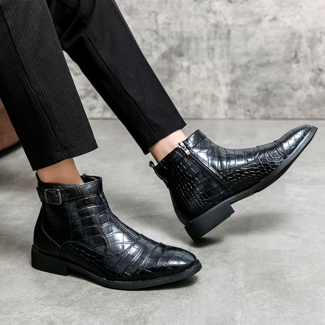 Stylowe męskie skórzane buty Chelsea o eleganckim wyglądzie