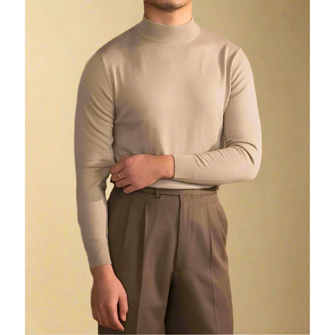 Elegancki męski sweter z golfem wykonany z wysokiej jakości wełny - ponadczasowo stylowy i wygodny