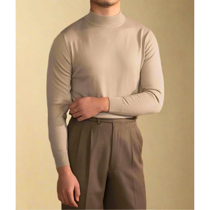 Elegancki męski sweter z golfem wykonany z wysokiej jakości wełny - ponadczasowo stylowy i wygodny