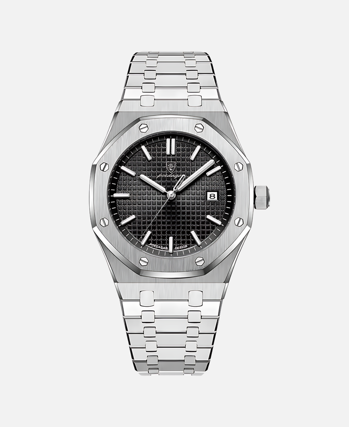 Stylowy zegarek męski 41 mm z solidną kopertą ze stali nierdzewnej
