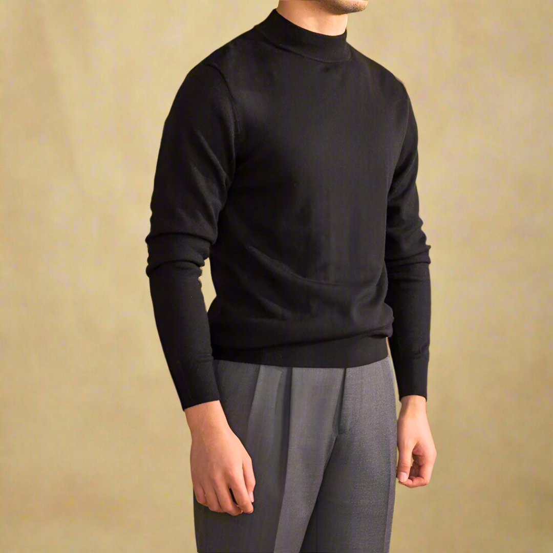 Elegancki męski sweter z golfem wykonany z wysokiej jakości wełny - ponadczasowo stylowy i wygodny