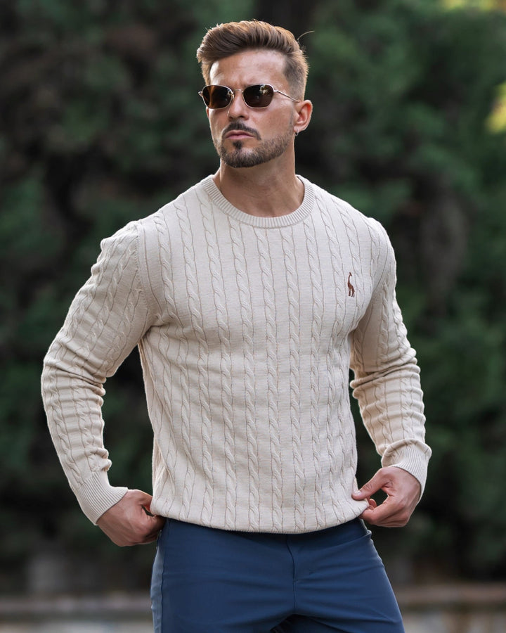 Męski sweter z bawełnianej dzianiny o ponadczasowym stylu