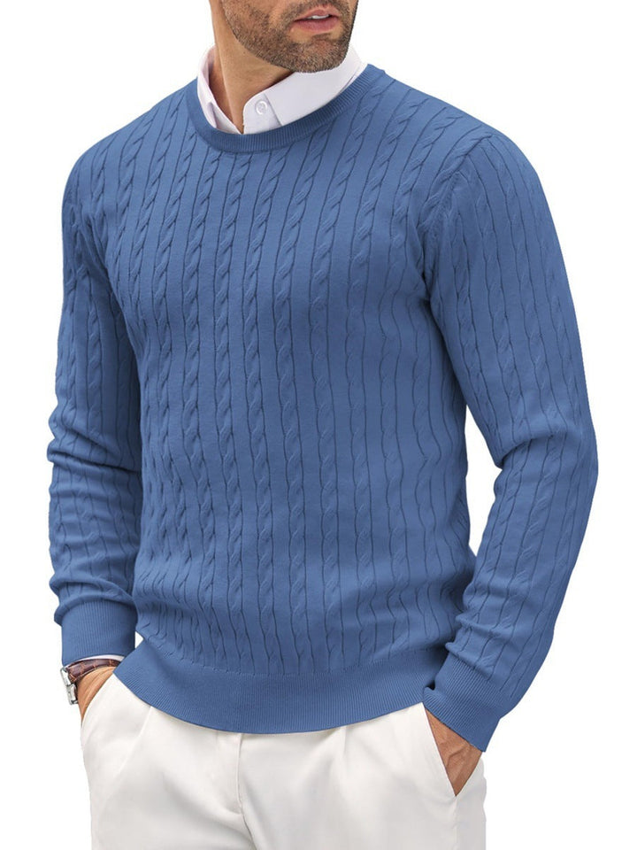 Stylowy męski sweter z cienkiej dzianiny z okrągłym dekoltem - idealny na każdą okazję