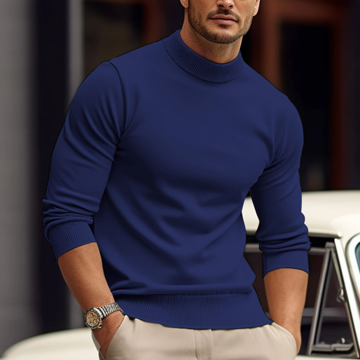 Elegancki sweter męski wykonany z przytulnej, miękkiej bawełny zapewnia stylowy wygląd