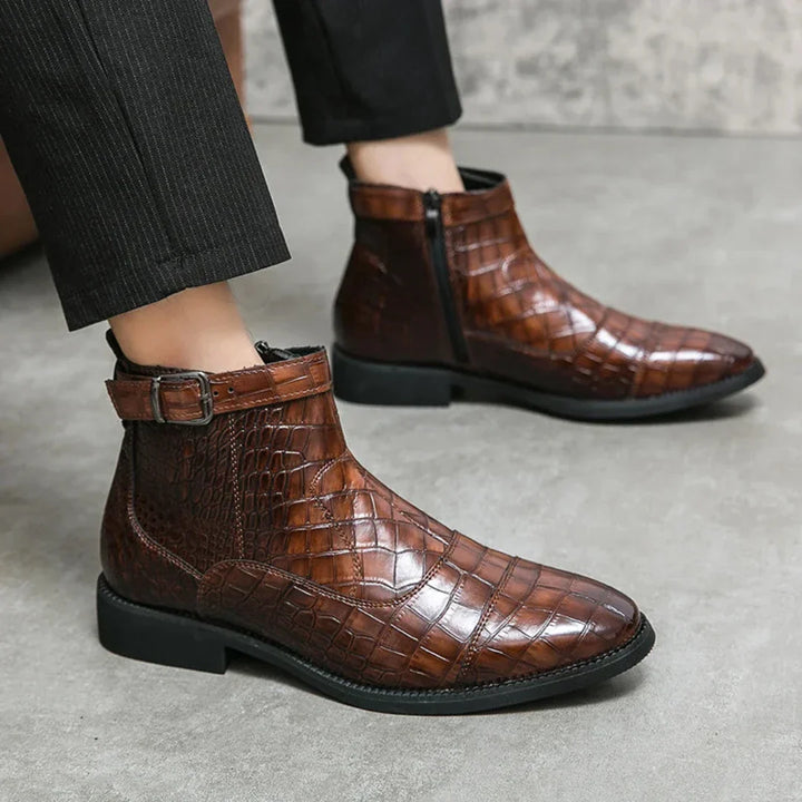 Stylowe męskie skórzane buty Chelsea o eleganckim wyglądzie