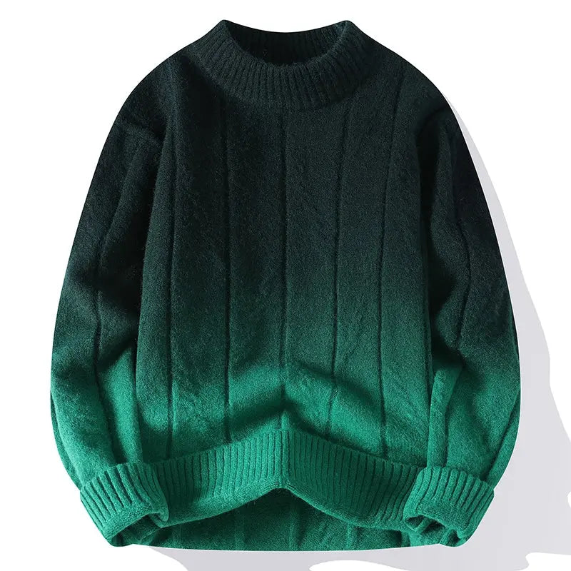 Elegancki męski sweter z dzianiny w gradiencie kolorów zapewniający stylowy wygląd