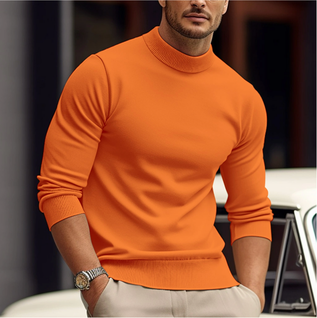 Elegancki sweter męski wykonany z przytulnej, miękkiej bawełny zapewnia stylowy wygląd