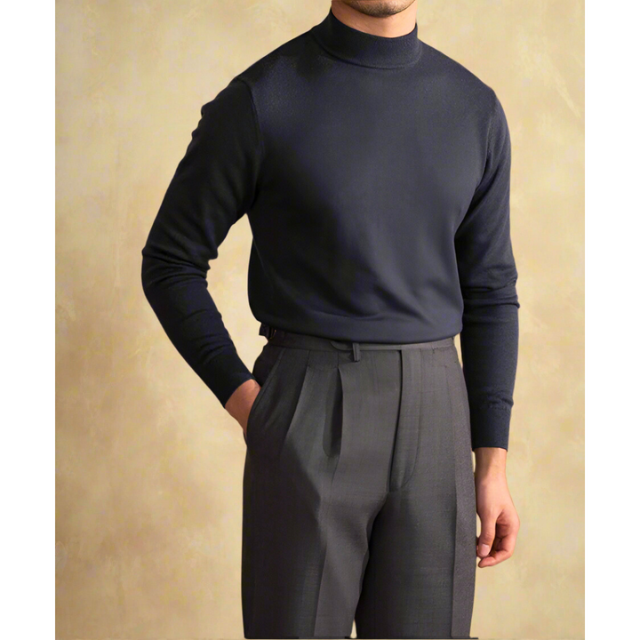 Elegancki męski sweter z golfem wykonany z wysokiej jakości wełny - ponadczasowo stylowy i wygodny