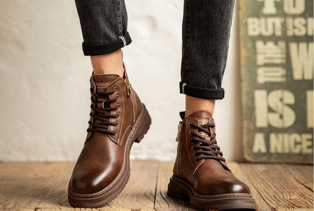 Eleganckie męskie sznurowane buty z praktycznym zamkiem błyskawicznym dla stylowego komfortu