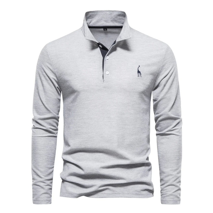 Męski sweter polo z długim rękawem zapewniający stylowy komfort