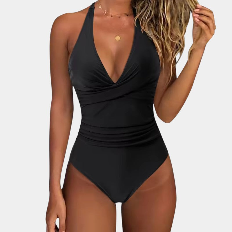 Lenie | Stijlvol Halterbadpak met Vibrant Tropische Print voor een Stralende Zomerlook