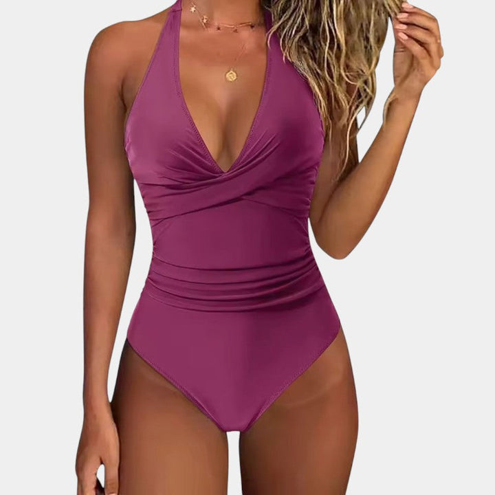 Lenie | Stijlvol Halterbadpak met Vibrant Tropische Print voor een Stralende Zomerlook