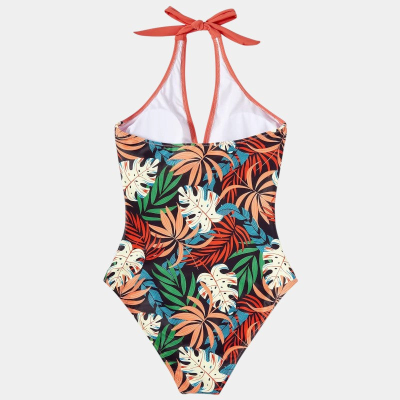 Lenie | Stijlvol Halterbadpak met Vibrant Tropische Print voor een Stralende Zomerlook