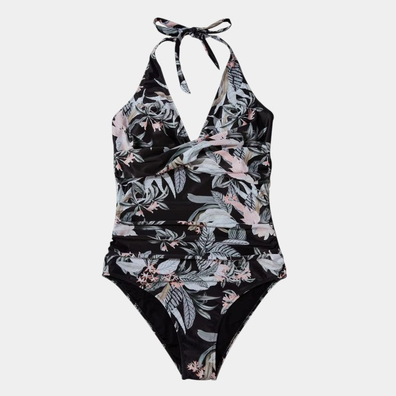 Lenie | Stijlvol Halterbadpak met Vibrant Tropische Print voor een Stralende Zomerlook