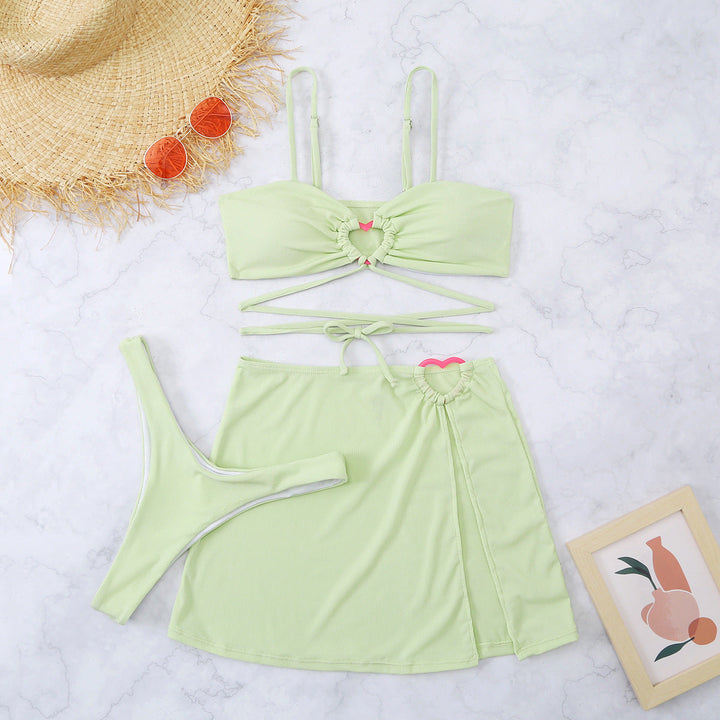 Euphemia | Leuke 3-Delige Bikini Set met Charmante Hartdetails voor een Speelse Look