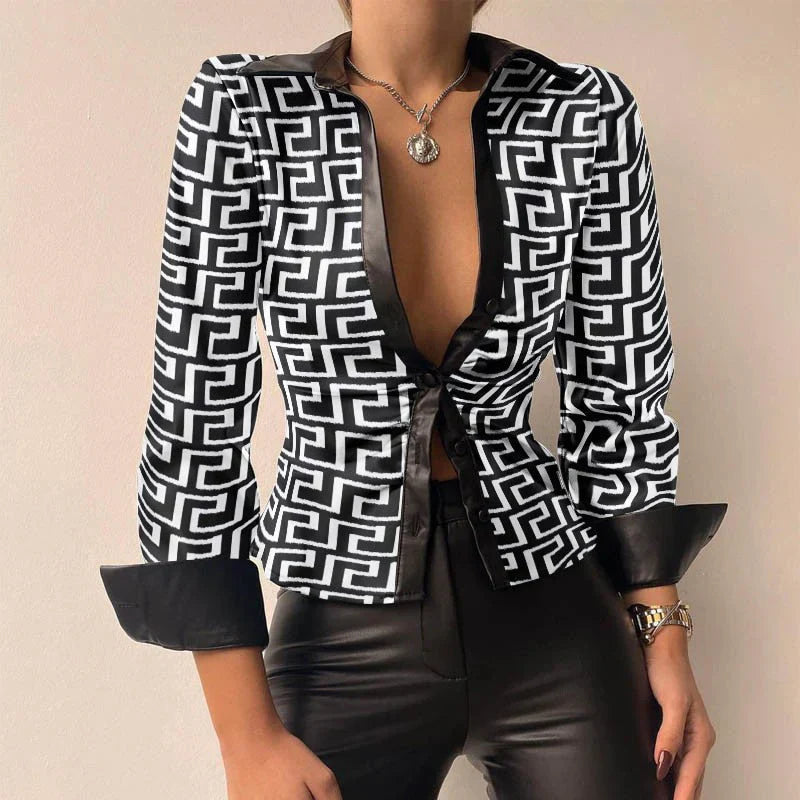 Elegancka koszula damska slim fit z długim rękawem i zapięciem na guziki