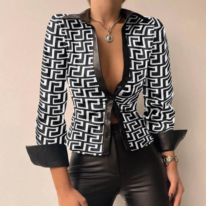 Elegancka koszula damska slim fit z długim rękawem i zapięciem na guziki