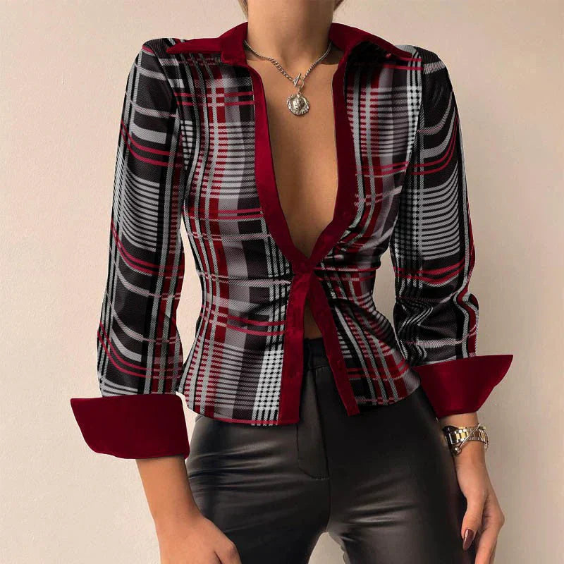 Elegancka koszula damska slim fit z długim rękawem i zapięciem na guziki