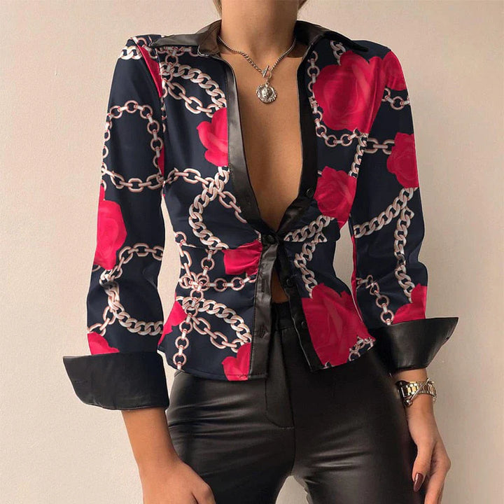 Elegancka koszula damska slim fit z długim rękawem i zapięciem na guziki