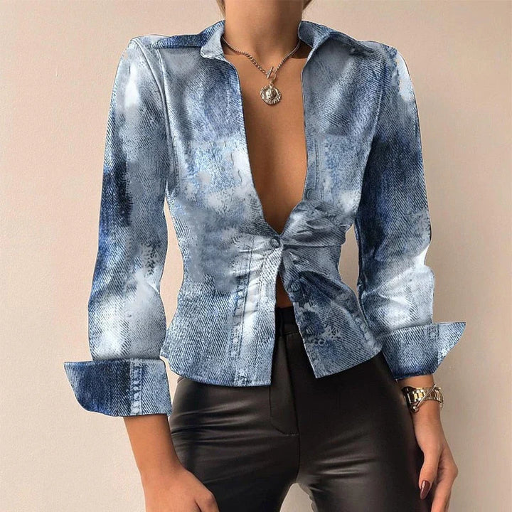 Elegancka koszula damska slim fit z długim rękawem i zapięciem na guziki