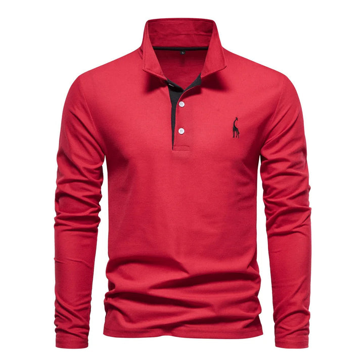 Męski sweter polo z długim rękawem zapewniający stylowy komfort