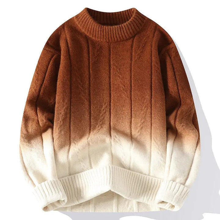 Elegancki męski sweter z dzianiny w gradiencie kolorów zapewniający stylowy wygląd