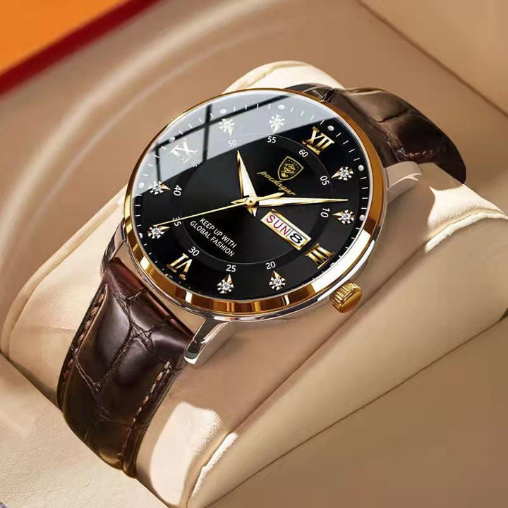 Wasserdichte Herrenarmbanduhr mit leuchtendem Zifferblatt für stilvollen Komfort