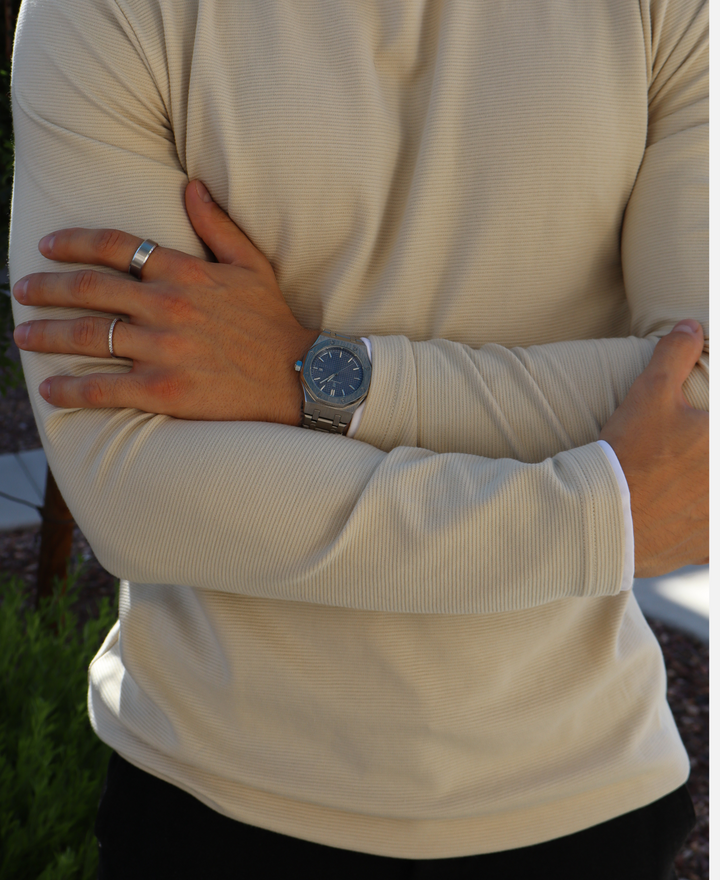 Stylowy zegarek męski 41 mm z solidną kopertą ze stali nierdzewnej