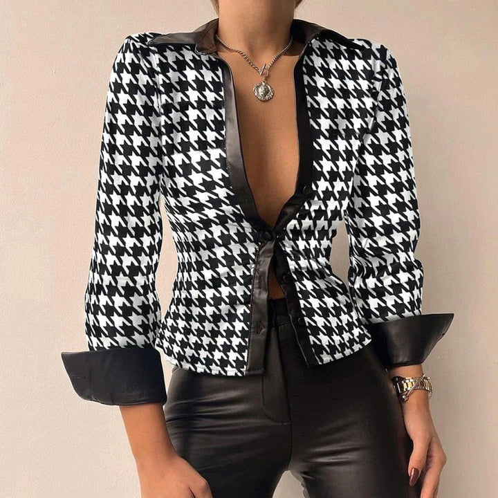 Elegancka koszula damska slim fit z długim rękawem i zapięciem na guziki