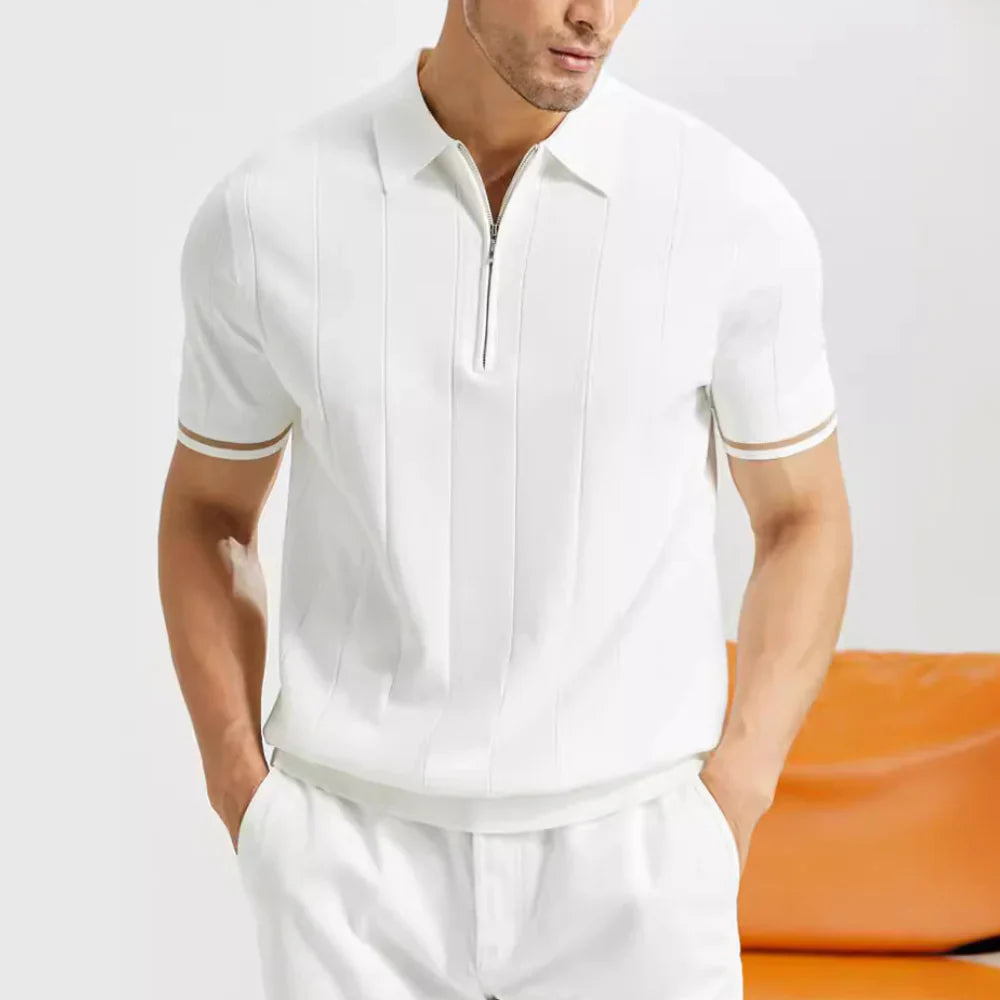 Laurel - Elegancka męska koszulka polo z zamkiem błyskawicznym zapewniająca stylowy komfort