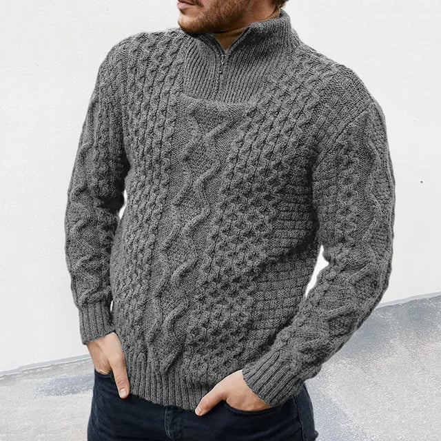 Wysokiej jakości sweter męski z półzapinanym kołnierzem - stylowy i wygodny