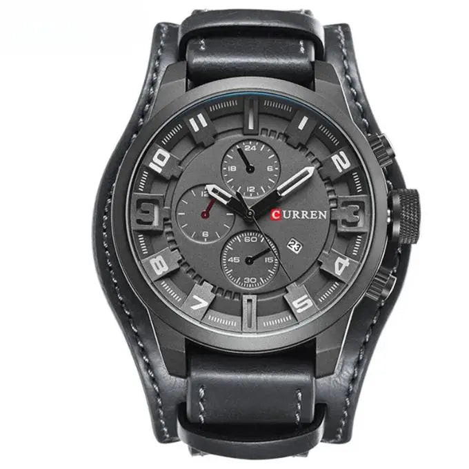Elegancki męski skórzany zegarek z chronografem na każdą okazję
