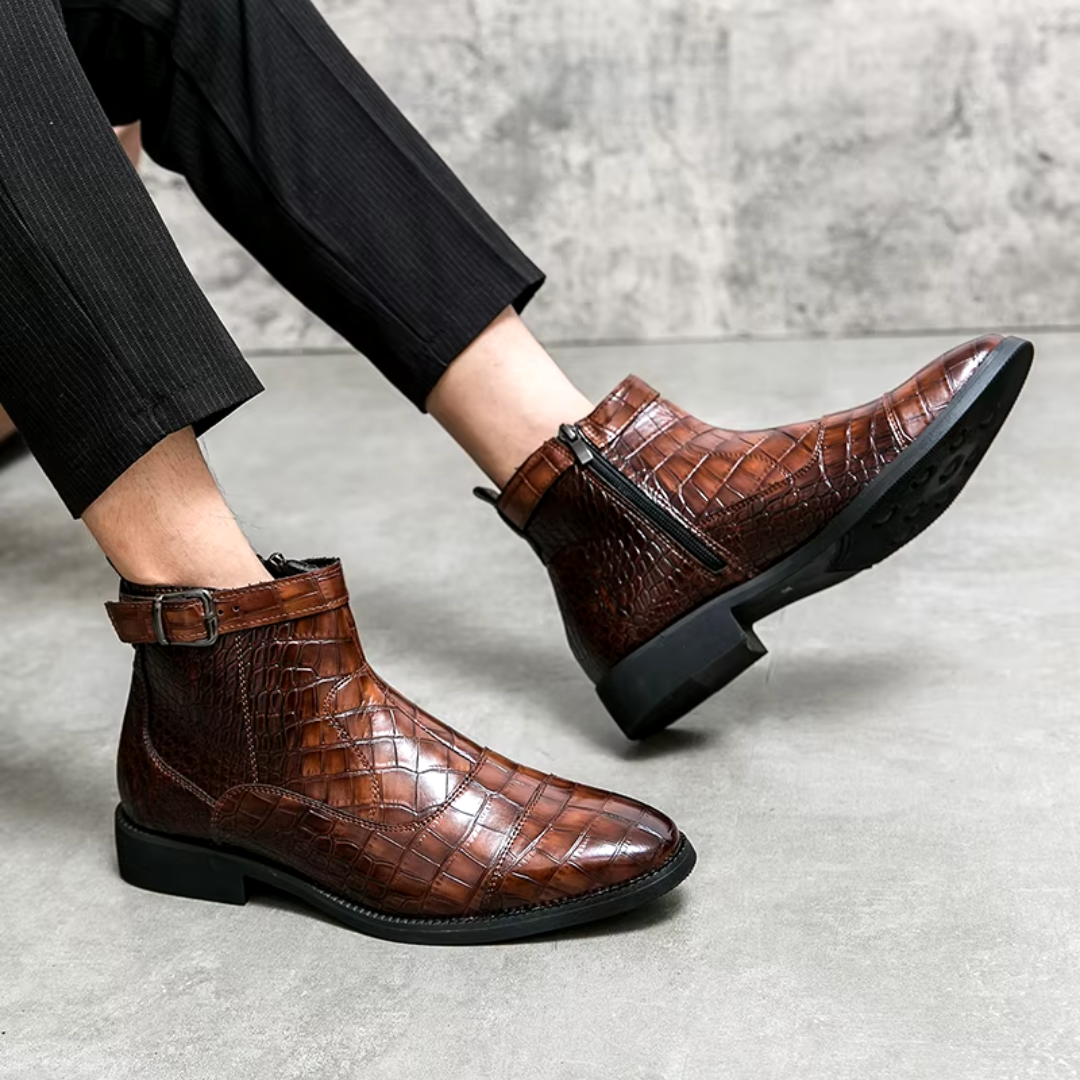 Stylowe męskie skórzane buty Chelsea o eleganckim wyglądzie