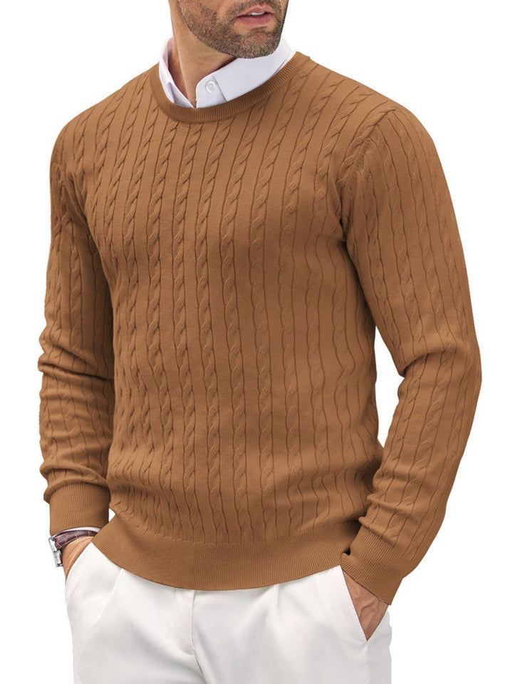 Stylowy męski sweter z cienkiej dzianiny z okrągłym dekoltem - idealny na każdą okazję