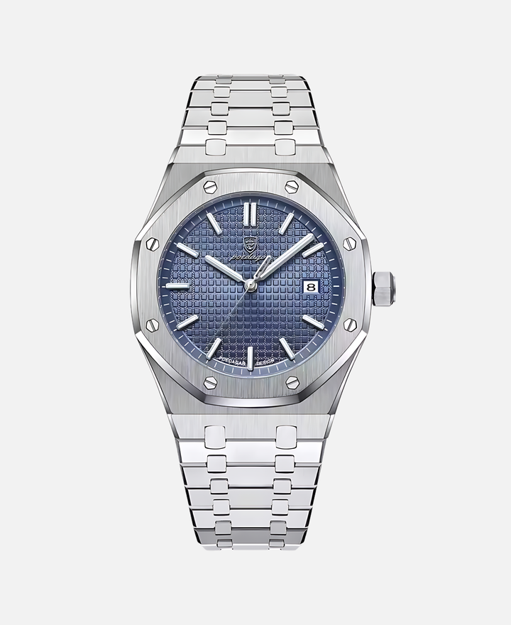 Stylowy zegarek męski 41 mm z solidną kopertą ze stali nierdzewnej