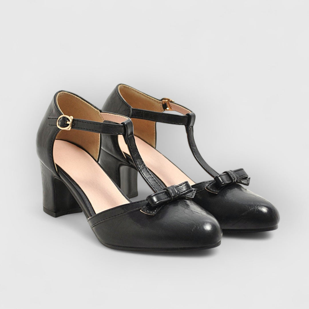 Elegante Orthopädische Damen-Vintage Absatzschuhe mit bezaubernder Schleife