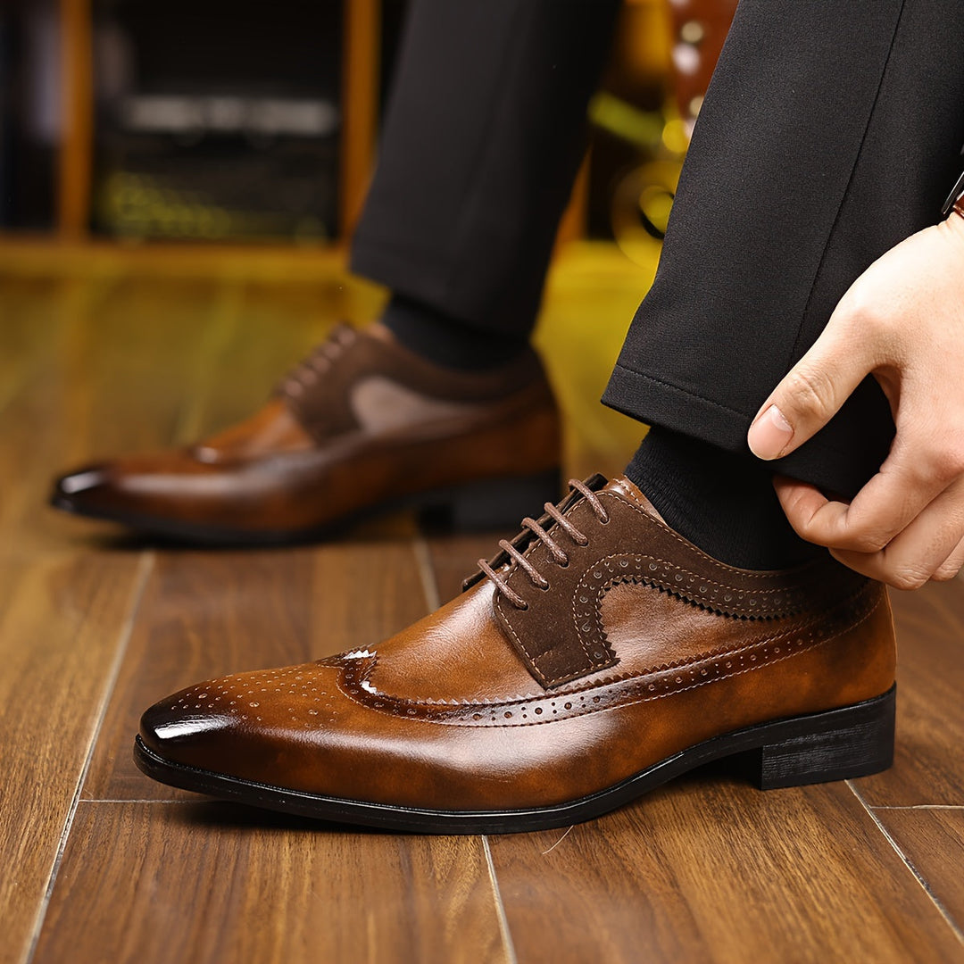 Stylowe męskie skórzane buty biznesowe zapewniające elegancki wygląd