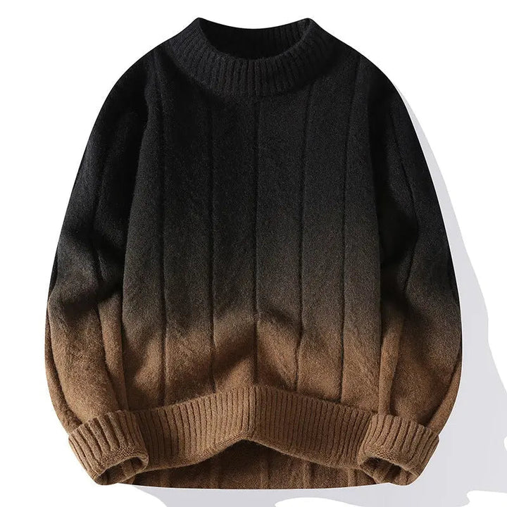 Elegancki męski sweter z dzianiny w gradiencie kolorów zapewniający stylowy wygląd