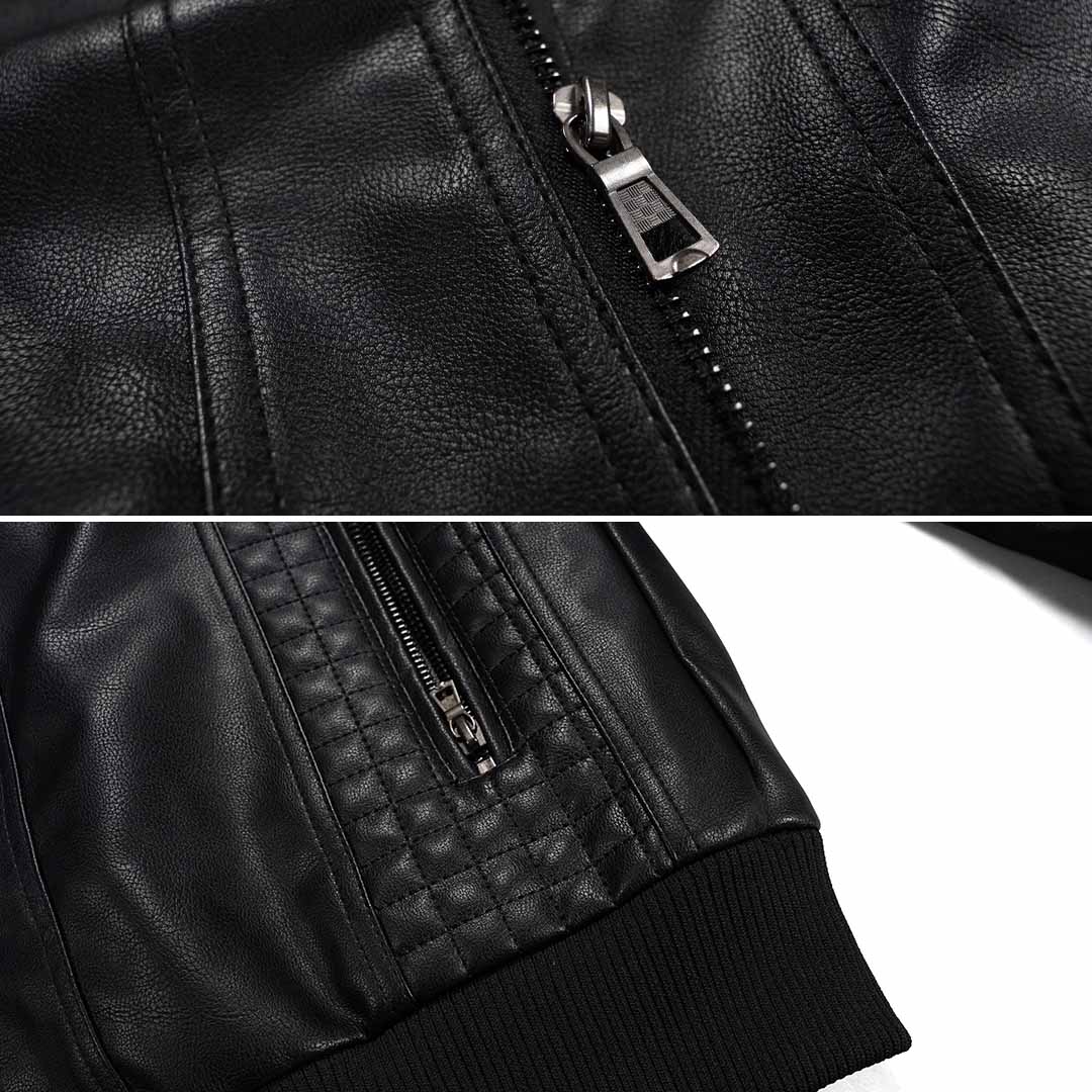 Męska kurtka biker premium z kapturem - stylowy i nowoczesny skórzany wygląd zapewniający doskonały wygląd