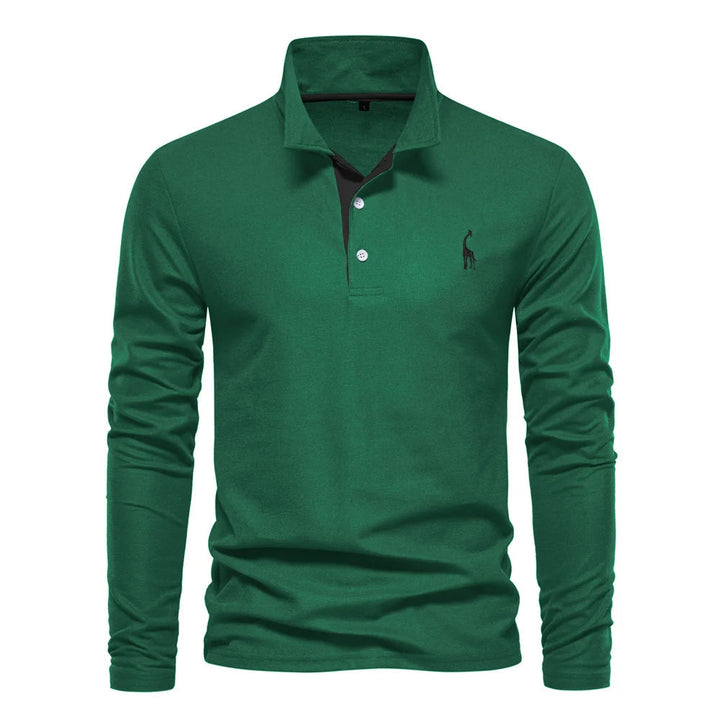 Męski sweter polo z długim rękawem zapewniający stylowy komfort