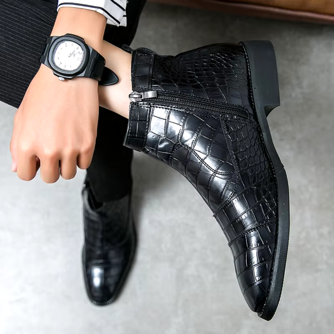 Stylowe męskie skórzane buty Chelsea o eleganckim wyglądzie
