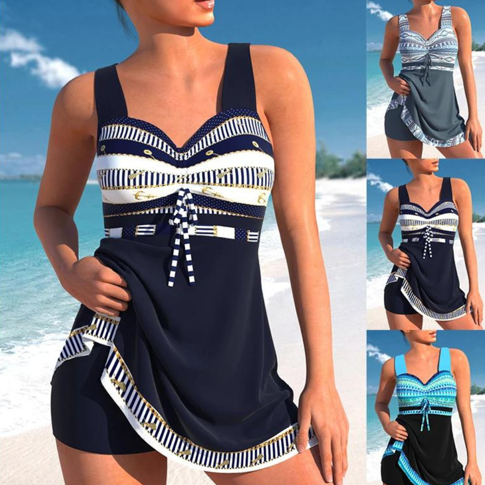 Yvette | Elegante nautische bikini met verfijnde streepdetails