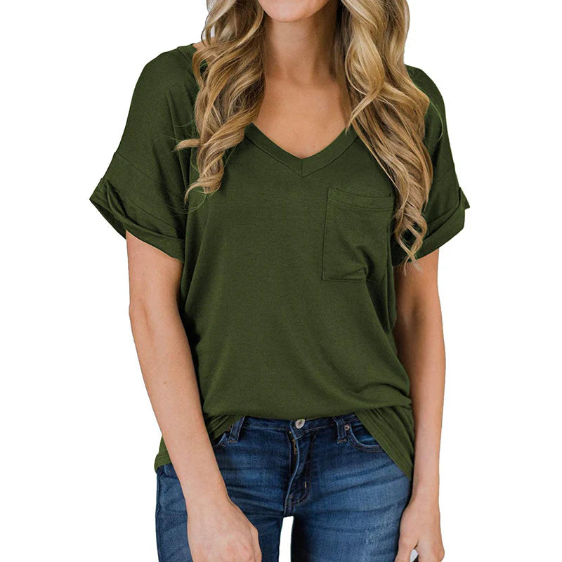Stylowa damska koszulka V-neck na każdą okazję