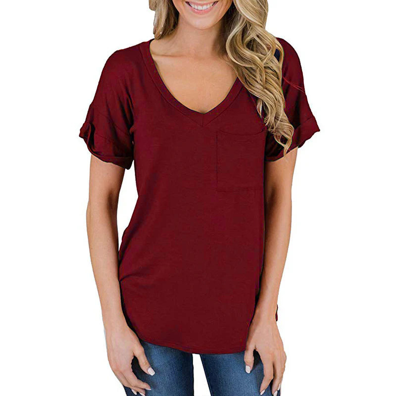 Stylowa damska koszulka V-neck na każdą okazję