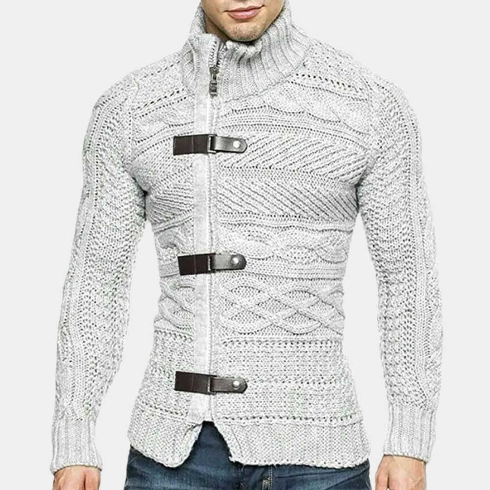 Elegancki sweter męski z golfem wykonany z wysokiej jakości wełny merynosów