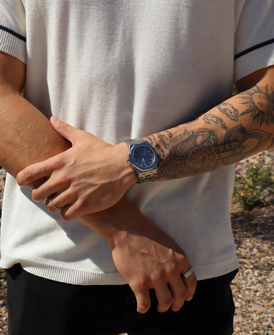 Stylowy zegarek męski 41 mm z solidną kopertą ze stali nierdzewnej