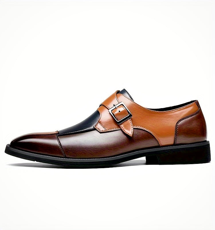 Stylowe męskie buty z paskiem typu monk, zapinane na klamrę, zapewniające elegancki wygląd