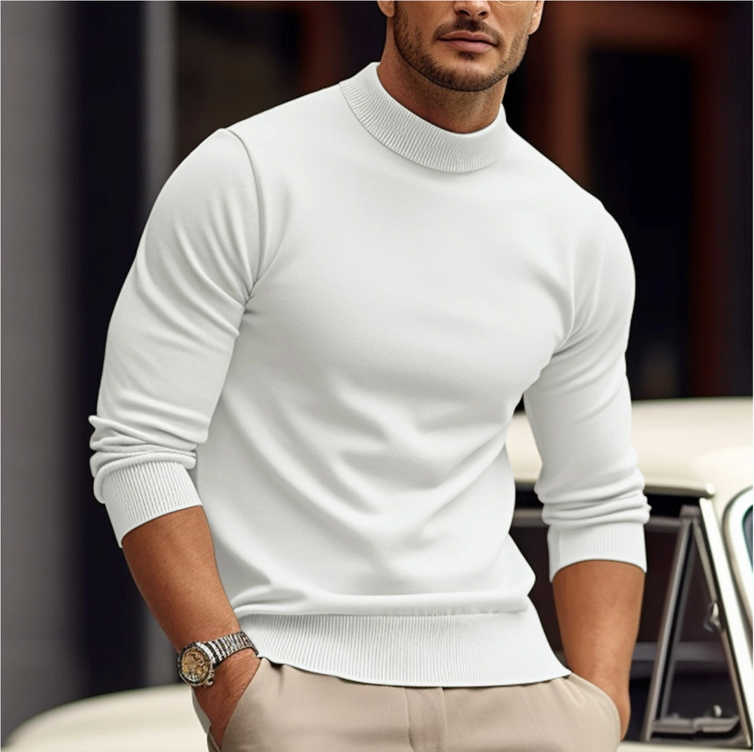 Elegancki sweter męski wykonany z przytulnej, miękkiej bawełny zapewnia stylowy wygląd