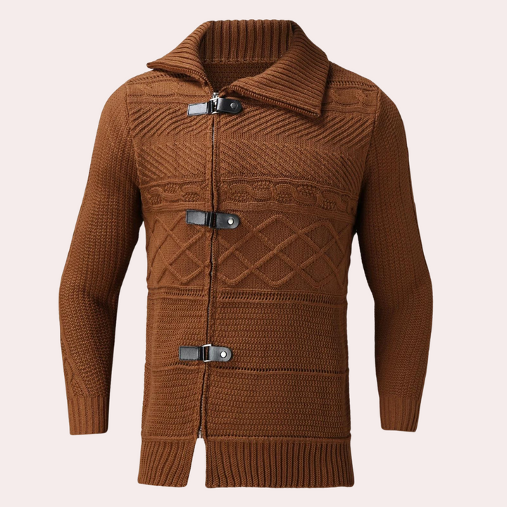 Elegancki sweter męski z golfem wykonany z wysokiej jakości wełny merynosów